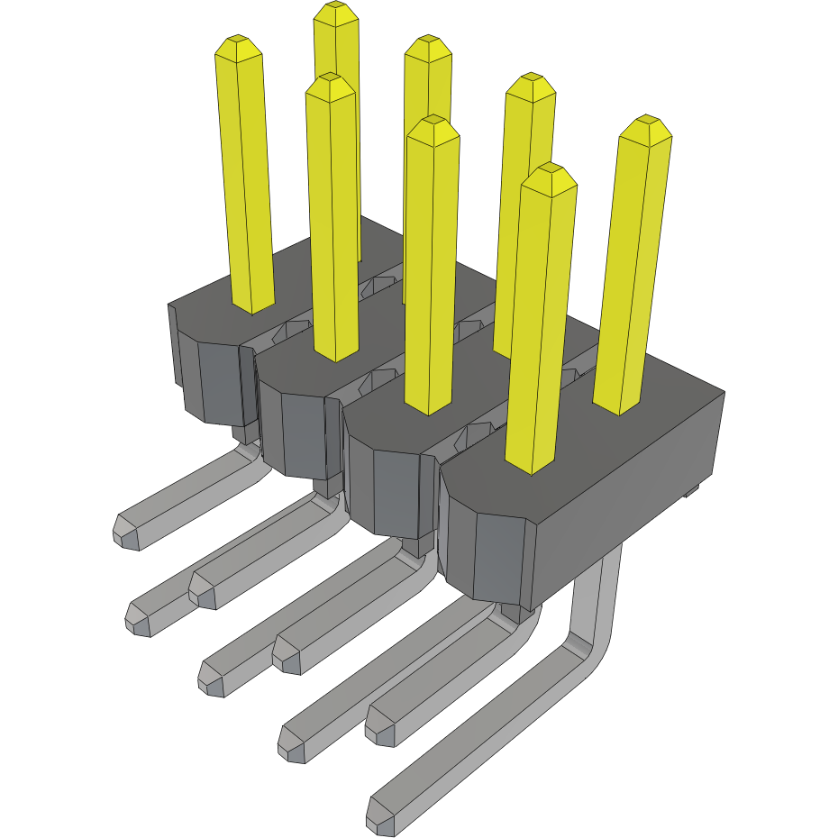 Samtec-HTSW-104-08-S-D-RA Steckverbinderleisten und Leiterplattenbuchsen Conn Unshrouded Header HDR 8 POS 2.54mm Solder RA Side Entry Thru-Hole Bulk