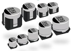 Panasonic-EEH-ZKV121XUV Aluminium-Polymer-Kondensator Cap Aluminum Polymer Hybrid 120uF 35VDC 20%( 6.3 X 8mm) SMD 0.035 Ohm 1.7A 4000h 125°C T/R Automotive AEC-Q200