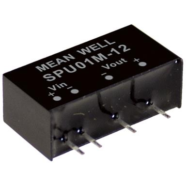 Mean Well Enterprises-SPU01N-12 DC/DC-Wandler und Spannungsreglermodul Module DC-DC 24VIN 1-OUT 12V 0.084A 1W 4-Pin SIP Module Tube