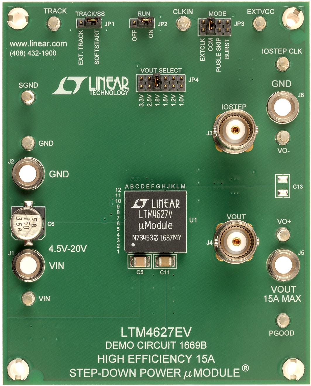 Analog Devices-DC1669B Power Management Development Boards and Kits LTM4627EV 15A Step‐Down uModule Regulator