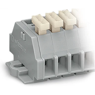 WAGO-261-110/331-000 Steckverbinder, Klemmenblöcke 2-Conductor terminal strip, with push-buttons on one side, with fixing flanges, for screw or similar mounting types, Fixing hole 3.2 mm Dia, with 209- 123 mounting carrier for DIN 35 rail, 10-pole