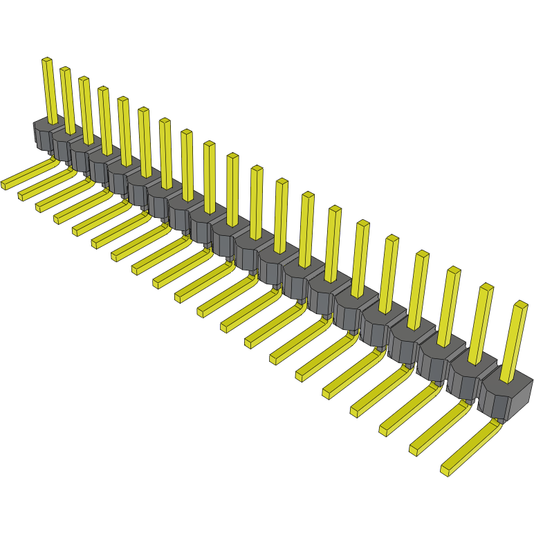 Samtec-MTSW-120-22-S-S-250-RA Embases de raccordement et réceptacles PCB Conn Unshrouded Header HDR 20 POS 2.54mm Solder RA Side Entry Thru-Hole Bulk