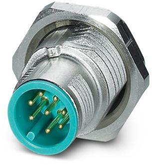 PHOENIX CONTACT-SACC-DSI-MS-8CON-L180/SH TQ Sensor Accessories Sensor/actuator flush-type plug, with water blue contact carrier, 8-pos., M12 SPEEDCON, shielded, rear/screw mounting with M16 thread, with straight solder connection
