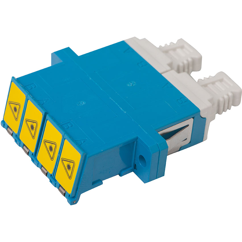 Molex-1061230200 Steckverbinder, LWL LC Adapter, Quad, Singlemode, Blue Body, Ceramic Alignment Sleeve, Screw Mount Style, LC Footprint, One Side Shutter