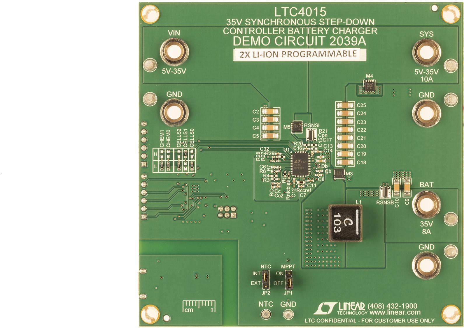 Analog Devices-DC2039A Energiemanagement, Entwicklungsplatinen und -kits LTC4015EUHF Demo Board, Multichemistry Buck Battery Charger with Digital Telemetry System