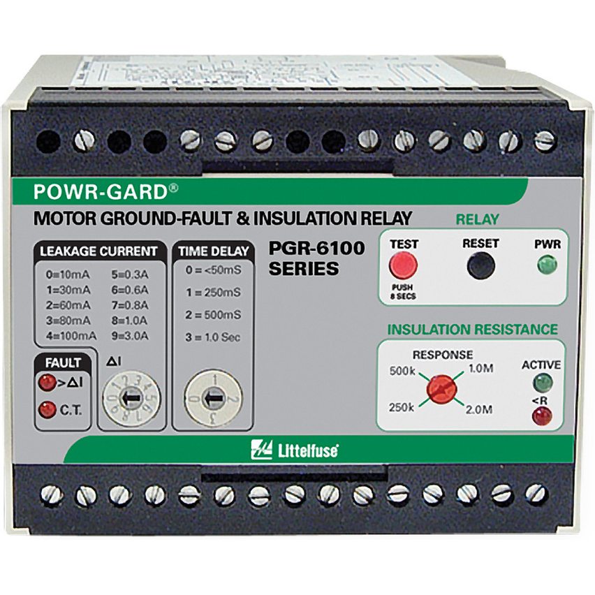 Littelfuse-PGR-6100-240 Relevadores Otros Electromechanical Relay 240VAC DPDT(110x99.7x75)mm DIN Rail Protective Relay