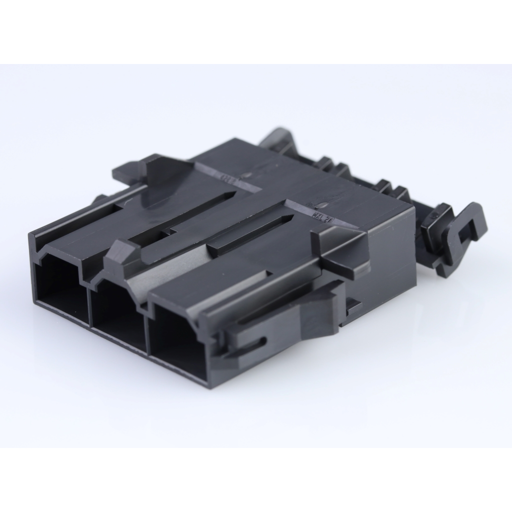 Molex-42818-0312 Connector Discrete Wire Housing Conn Housing M 3Power POS 10mm Crimp ST Panel Mount Black Mini-Fit Sr™ Bag