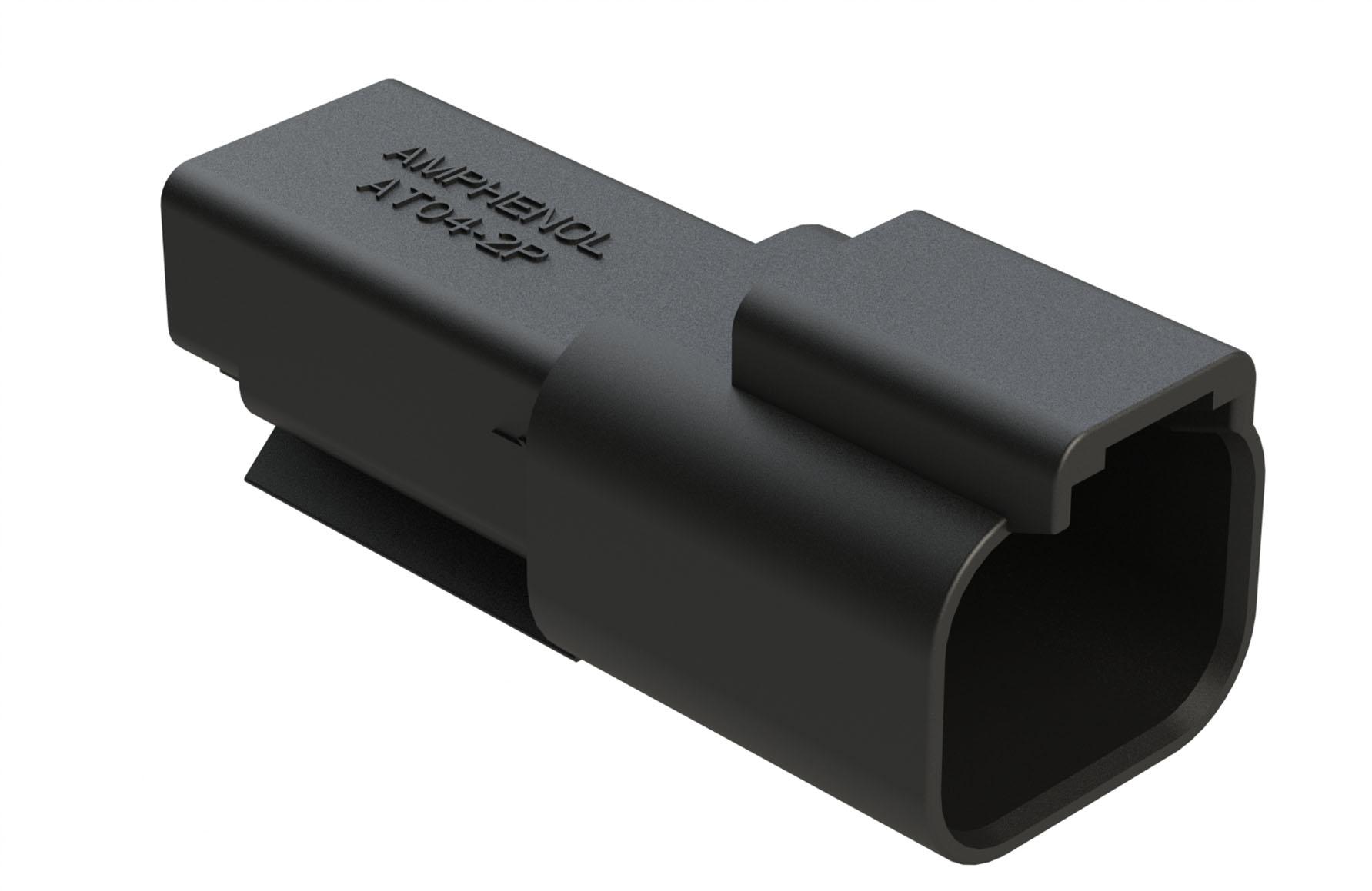 Amphenol-AT04-2P-BLK Einzeladersteckverbinder, Gehäuse Conn Housing RCP 2 POS Crimp ST Cable Mount Black