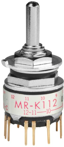 NKK Switches-MRK112 Switch Rotary Switch Rotary SP12T 12 Knob Shaft PC Pins 0.1A 28VAC 28VDC 0.4VA
