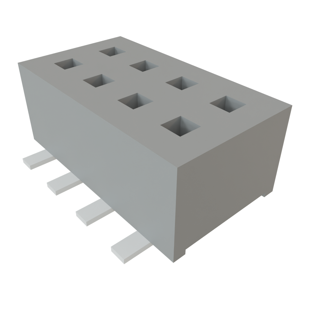 Samtec-CLP-104-02-F-D 连接器插头及 PCB 插座 Conn Socket Strip SKT 8 POS 1.27mm Solder ST Top Entry SMD TIGER CLAW™ Bag