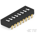 Switch DIP OFF ON SPST 8 Flush Slide 0.1A 24VDC J-Lead 2.54mm SMD T/R