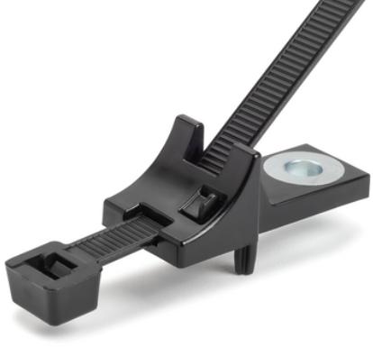 HellermannTyton-156-02468 Kabelbinder 2-Piece Cable Tie/Screw Mount, Unassembled Set, 15Inch L, M6 Hole, 120lb, PA66HIRHS, Black