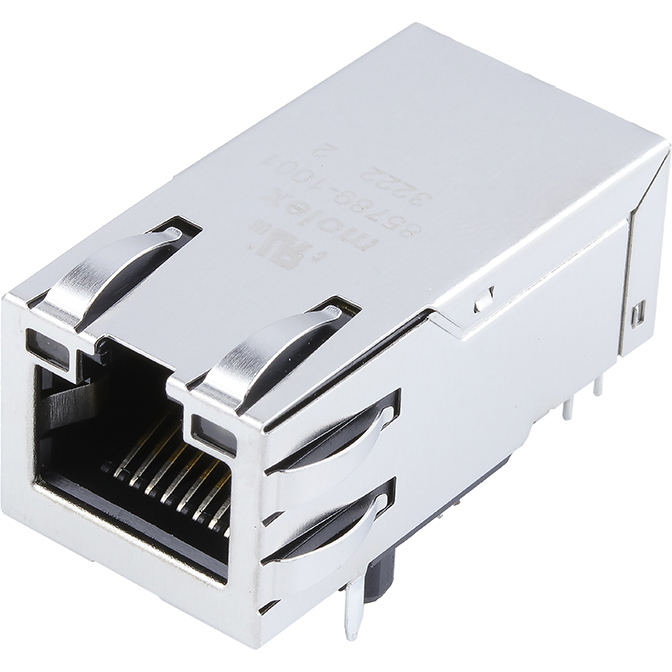 Molex-0857891001 电话及电信连接器 Conn RJ-45 F 8 POS 1.02mm Solder RA Thru-Hole 20 Terminal 1 Port MXMag Cat 5e Tray
