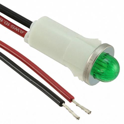 Visual Communications-1092A5-125VAC Panel Mount Indicators Panel Mount Indicator Round 0.5" LED Green Hi-Dome 125V Wire