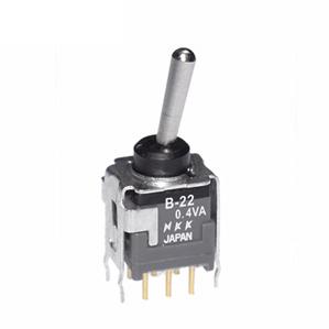 NKK Switches-B22AB Kippschalter Switch Toggle ON None ON DPDT Bat Lever PC Pins 0.1A 28VAC 28VDC 0.4VA PC Mount with Bracket