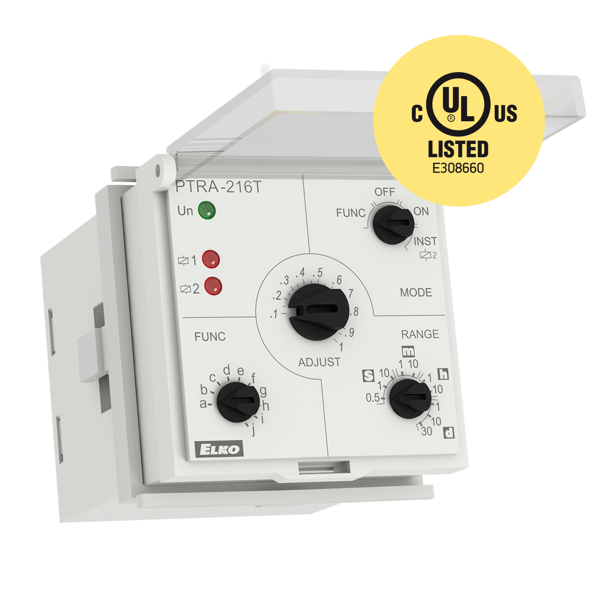 ELKO EP North America-PTRA-216T/UNI Zeitrelais Time Delay Relay 12 to 240VDC 12 to 240VAC 16A 2 x SPDT(48x79x48)mm Socket