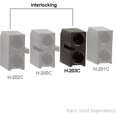 Bivar-H-203C Lighting Accessories LED Holder, Right Angle, 3mm LED, 2 Level, 0.100in. / 0.300in. Center Line, Interlocking, 2 Lead, Molded Nylon, Black