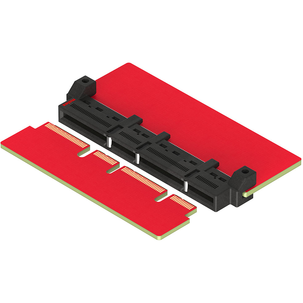 Molex-2072638236 Steckverbinder, Kartenrand 0.60mm Pitch Sliver Edge Card Connector, Straddle Mount, 32 Gbps, 2.36mm PCB Thickness, 4C , 168 Circuits, With Metal Key