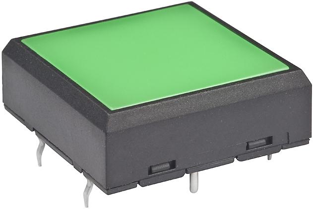 NKK Switches-JL15SKSFFP2 Conmutador táctil Switch Tactile OFF (ON) SPST Flush Square Button PC Pins 0.05A 24VDC 1000000Cycles 3N Thru-Hole