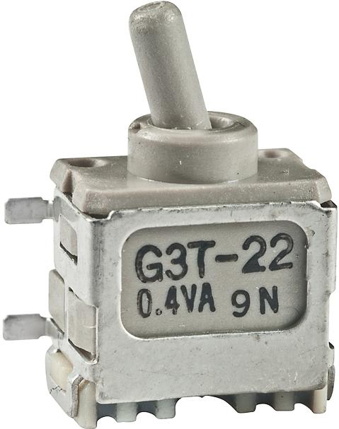 NKK Switches-G3T22AH Interruttore a levetta Switch Toggle ON None ON DPDT Round Lever Gull Wing 0.1A 28VAC 28VDC 0.4VA PC Mount with Bracket Tray