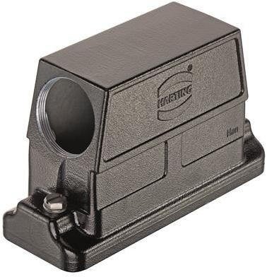 HARTING-19397240548 Adaptadores de manguitos ajustables Hood 90° 24B Shell Size Powder Die Cast Aluminum Screw Lock Han®