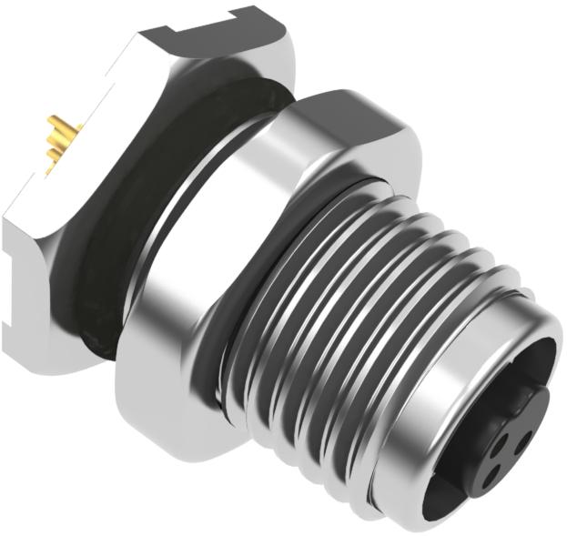 Tensility International-54-00104 Steckverbinder, rund Conn M5 Circular SKT 3 POS Solder Cup ST Panel Mount 3 Terminal 1 Port