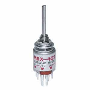 NKK Switches-MRX402-A Switch Rotary Switch Rotary 4PDT 2 Knob Shaft PC Turret 2A 125VAC 30VDC