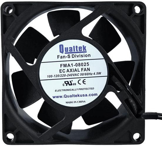 Qualtek Electronics-FMA1-08025WBHW12-55 Sopladores y ventiladores AC Fan Axial Ball Bearing 100V to 240V 38.92CFM 31dB 80 X 80 X 25mm