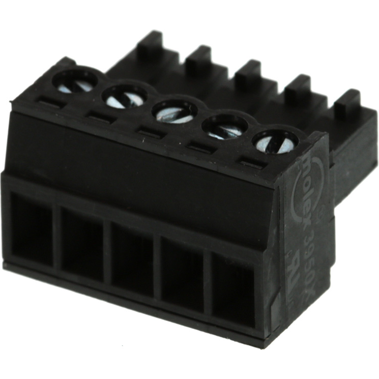 Molex-395000005 Connector Terminal Blocks Conn PC Terminal Block F 5 POS 3.5mm Screw RA Cable Mount 8A/Contact Eurostyle™