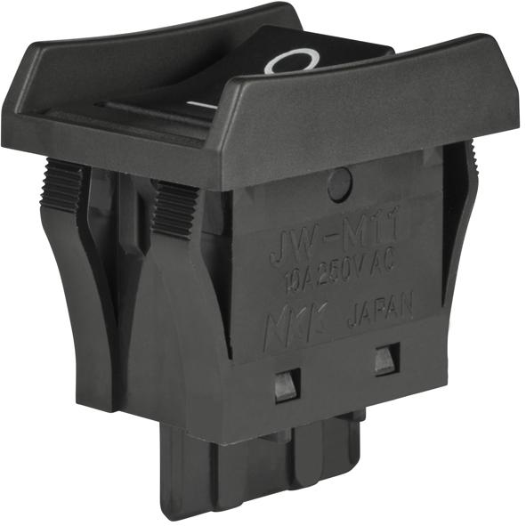 NKK Switches-JWM11BA1A-A Switch Rocker Switch Rocker ON None OFF SPST Quick Connect/Solder Lug Curved Rocker 10A 250VAC 25000Cycles