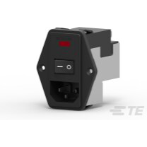 TE Connectivity-PE0S0DS6A Moduli di ingresso potenza Power Entry Module EMI Filtered M 3 POS (115VAC/230)VACVAC 6A Fuse/Switch/Voltage Selector RA 1 Port