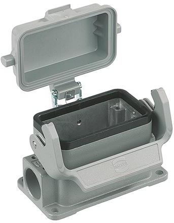 HARTING-19300161296 Schrumpfbalgenadapter Box Mounting Base 90° 16B Shell Size Powder Die Cast Aluminum Single Lock Han®