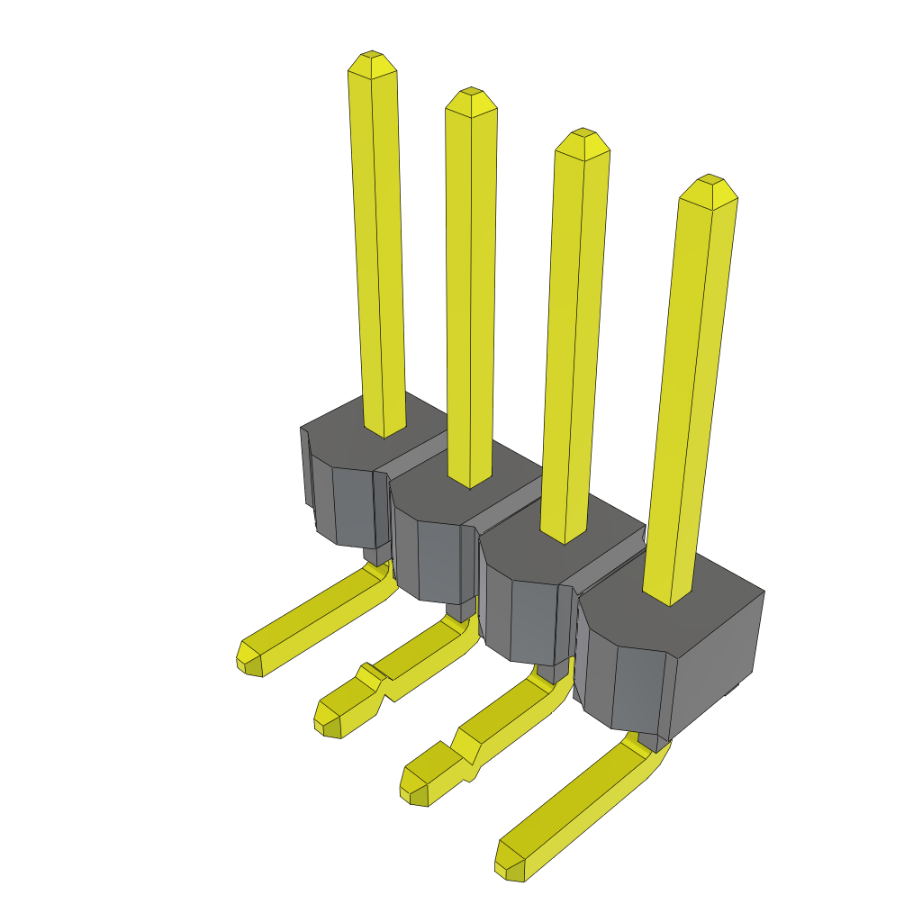 Samtec-HTSW-104-25-G-S-LA Steckverbinderleisten und Leiterplattenbuchsen Conn Unshrouded Header HDR 4 POS 2.54mm Solder RA Side Entry Thru-Hole Bulk