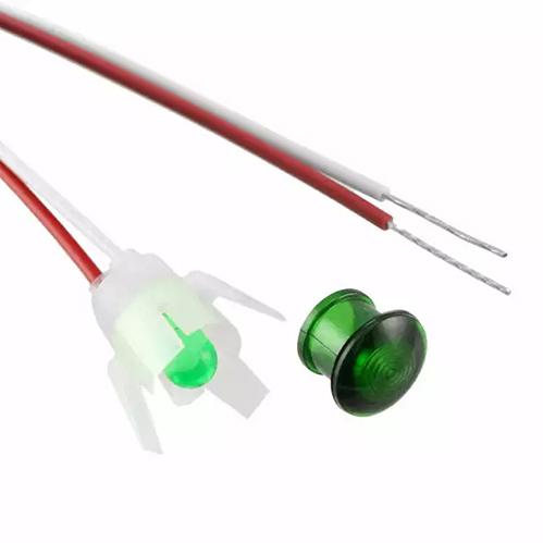 Visual Communications-5400A5 Panel Mount Indicators Panel Mount Indicator Round 0.315" LED 2.1V Wire Green 4745