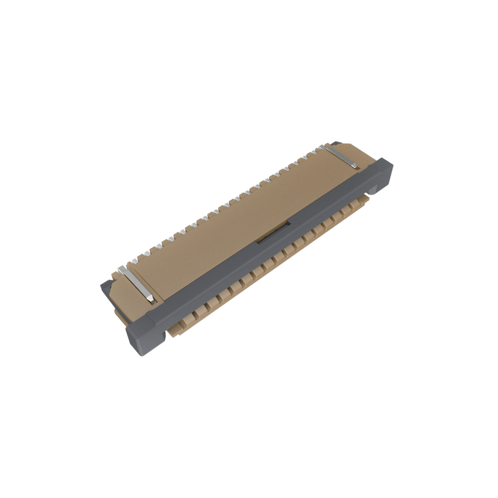 Amphenol Communications Solutions-SFW18R-1STAE1LF Connettore FFC-FPC 1.00mm Flex Connector, SFW-R series, 18 Position, Down Side Contact, Side Entry Surface Mount ZIF Connector, Lead Free, Selective Gold plated Terminals with Tin-plate Solder-tail