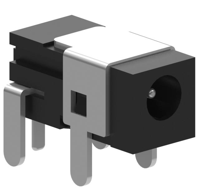 Tensility International-54-00138 Potencia del conector Conn DC Power RCP 2 POS Solder RA Thru-Hole 3 Terminal 1 Port