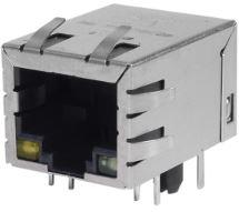 Bel Fuse-P01-0002-01 Steckverbinder, Telefon und Telekommunikation Conn RJ-45 RCP 8 POS 1.27mm Solder RA Thru-Hole 12 Terminal 1 Port