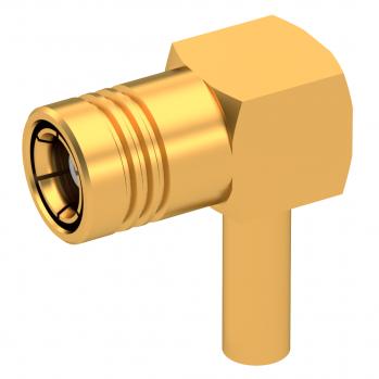 Radiall-R114183000 RF-Steckverbinder Conn SMB 0Hz to 4GHz 50Ohm Crimp RA Cable Mount PL Gold Over Nickel