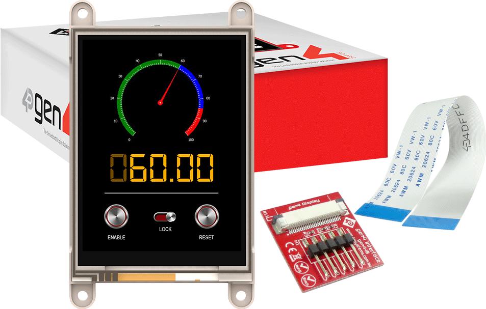 4D Systems-GEN4-ULCD-32D TFT-Module 3.2", 240x320 pixels, slim Intelligent Display Module with embedded DIABLO16 processor