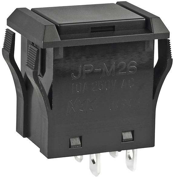 NKK Switches-JPM26B-A Druckknopfschalter Switch Push Button ON OFF DPST Rectangular Button 10A 250VAC Alternate Panel Mount Solder Lug