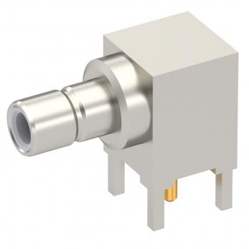 Radiall-R114665110 Raccordement FR Conn SMB 0Hz to 4GHz 50Ohm Solder RA Thru-Hole RCP Gold Over Nickel