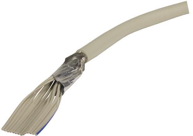 HARTING-09180347007 Kabel, Flach Round Flat Cable 34Conductors 28AWG 10.16mm 300VAC Black/Gray 30.48m Reel