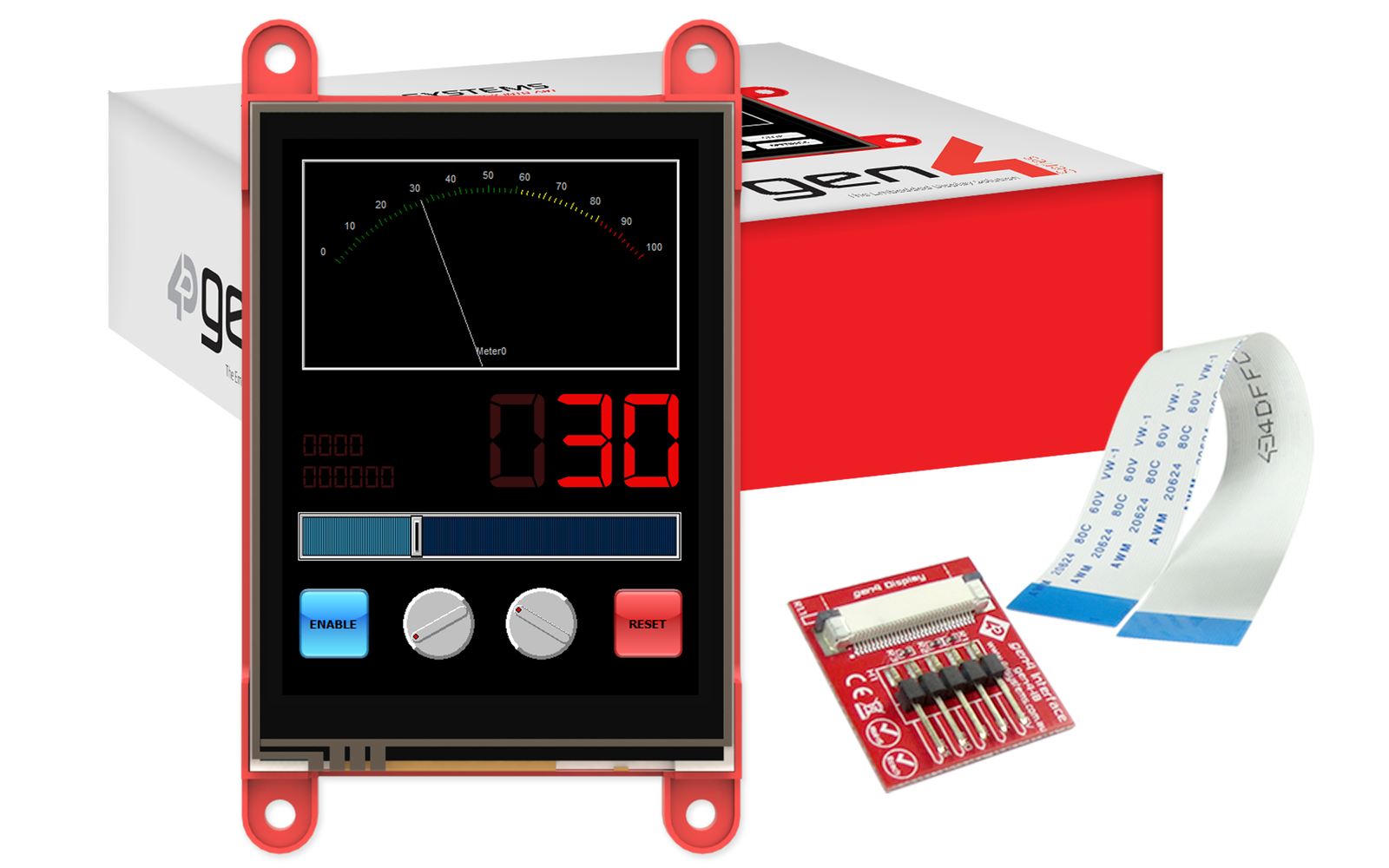 4D Systems-GEN4-ULCD-28PT TFT-Module 2.8", 240x320 pixels, slim Intelligent Display Module with embedded PICASO processor and Resistive Touch panel