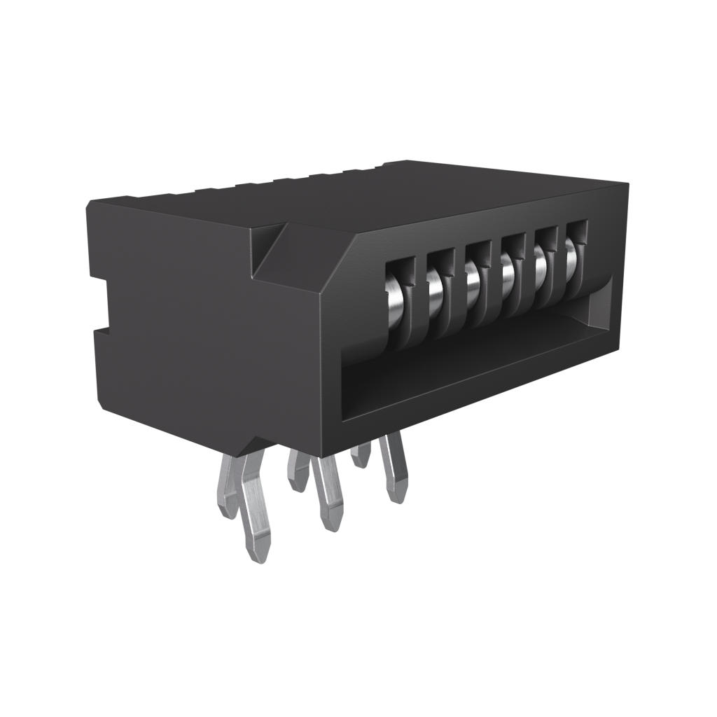 Amphenol Communications Solutions-HLW6R-2C7LF Raccordement FCC-FPC 1.00mm Flex Connectors, HLW-R series, 6 Position, Side Entry Non-ZIF Connector, 1mm (0.039inch) Pitch, Kinked Terminal