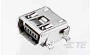 TE Connectivity-2-1734328-2 Connector USB Conn Mini USB 2.0 Type AB RCP 5 POS 0.8mm Solder RA SMD 5 Terminal 1 Port Reel