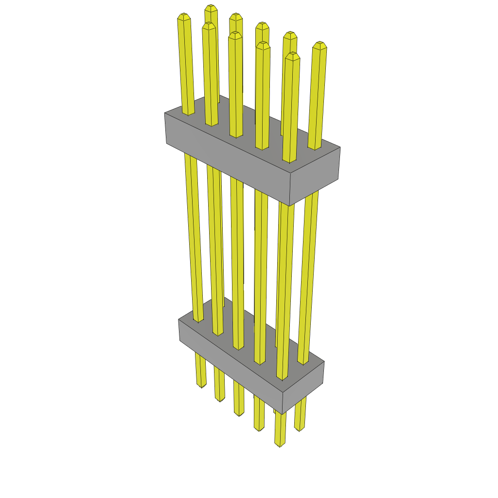 Samtec-TW-05-12-G-D-700-180 Cabezales del conector y receptáculos PCB Conn Board Stacker HDR 10 POS 2mm Solder ST Top Entry Thru-Hole Bulk