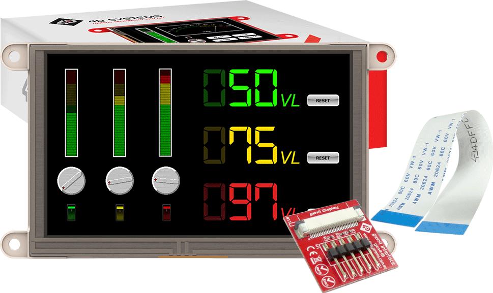 4D Systems-GEN4-ULCD-50DT-SB TFT-Module 5.0", super bright, 800x480 pixels, slim Intelligent Display Module with embedded DIABLO16 processor and Resistive Touch panel