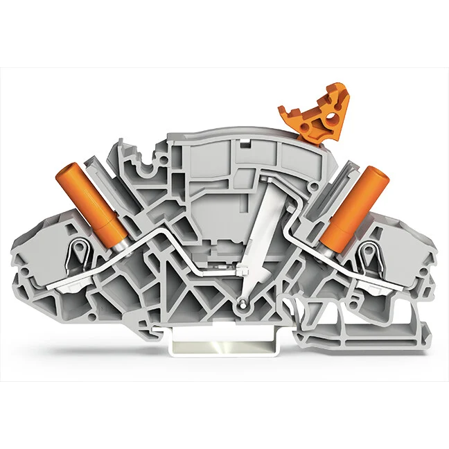 WAGO-2007-8821 Steckverbinder, Klemmenblöcke 2-CONDUCTOR DISCONNECT/TEST TERMINAL BLOCK WITH TOUCH-PROOF TEST SOCKETS FOR TEST PLUG 4 MM E.G., CURRENT TRANSFORMER CIRCUITS WITH RECEPTACLE FOR ADJACENT JUMPER WITH SWITCH LEVER