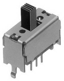 ALPS Electric-SSSF021500 Interruptor corredizo Switch Slide DPDT Top Slide 0.1A 30VDC 10000Cycles PC Pins Bracket Mount/Through Hole Bulk