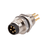 6 Pins, Panel Mount, Pc Pins, Rear Fastened M8 x 0.5, A-Coding, Screw Copper Alloy, IP67, M8 Male Circular Connector Jack